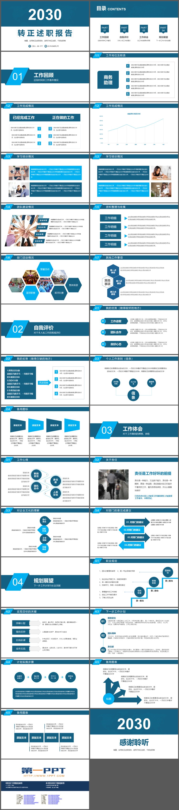 图片[2]-简约深蓝稳重转正述职报告PPT模板下载-第一PPT
