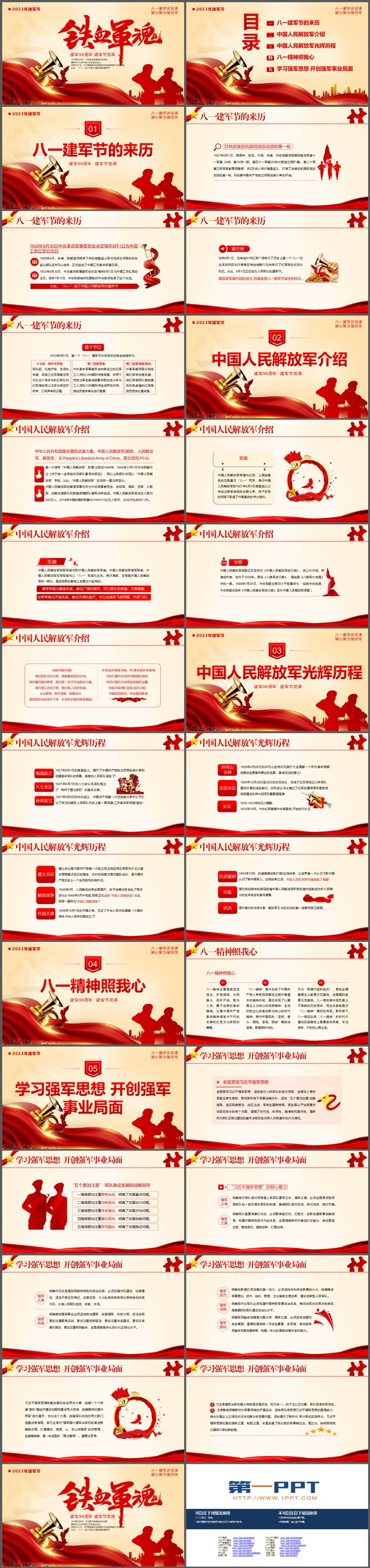 图片[2]-红色大气“铁血军魂”建军96周年建军节党课PPT模板-第一PPT