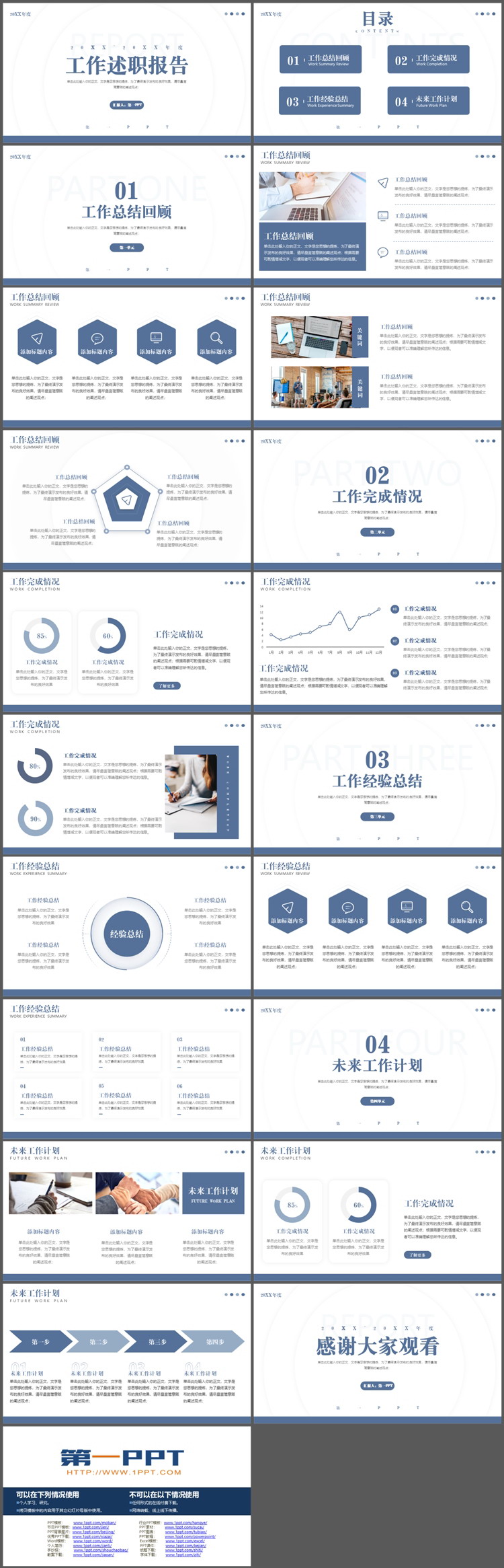 图片[2]-蓝色简约稳重工作述职报告PPT模板下载-第一PPT