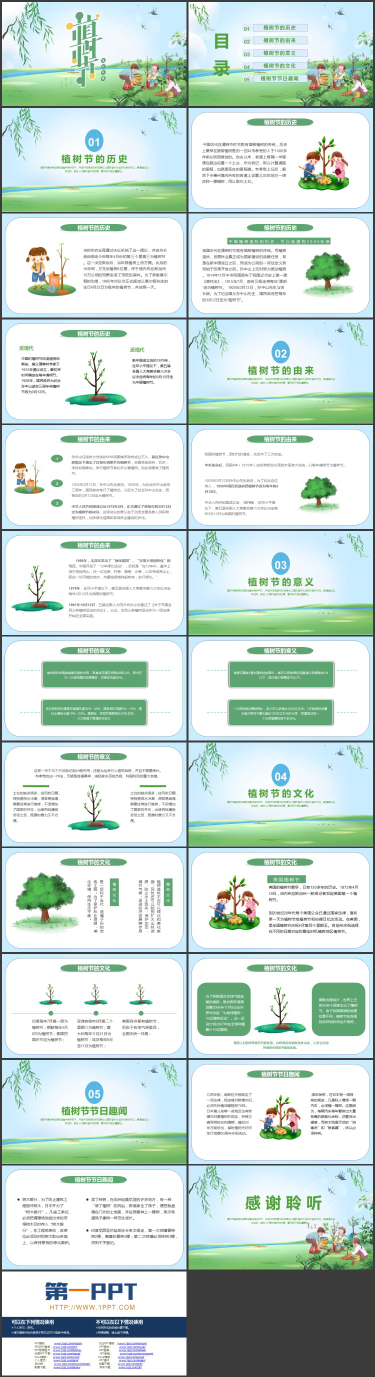 图片[2]-绿色植树的少年背景“植树节保护环境”节日介绍PPT模板-第一PPT