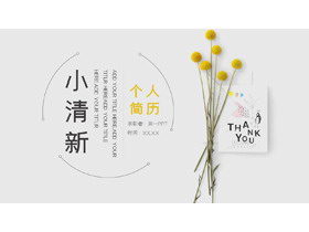 黄色小花背景的小清新个人简历PPT模板下载-第一PPT