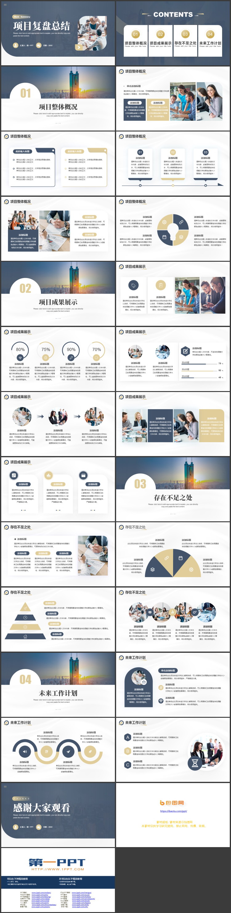 图片[2]-蓝色商务人士背景的项目复盘总结PPT模板下载-第一PPT