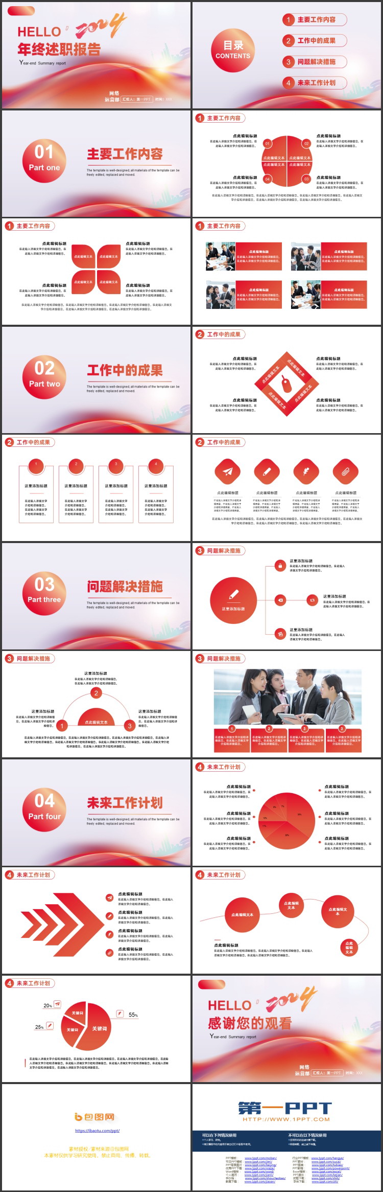 图片[2]-红橙渐变背景的年终述职报告PPT模板下载-第一PPT