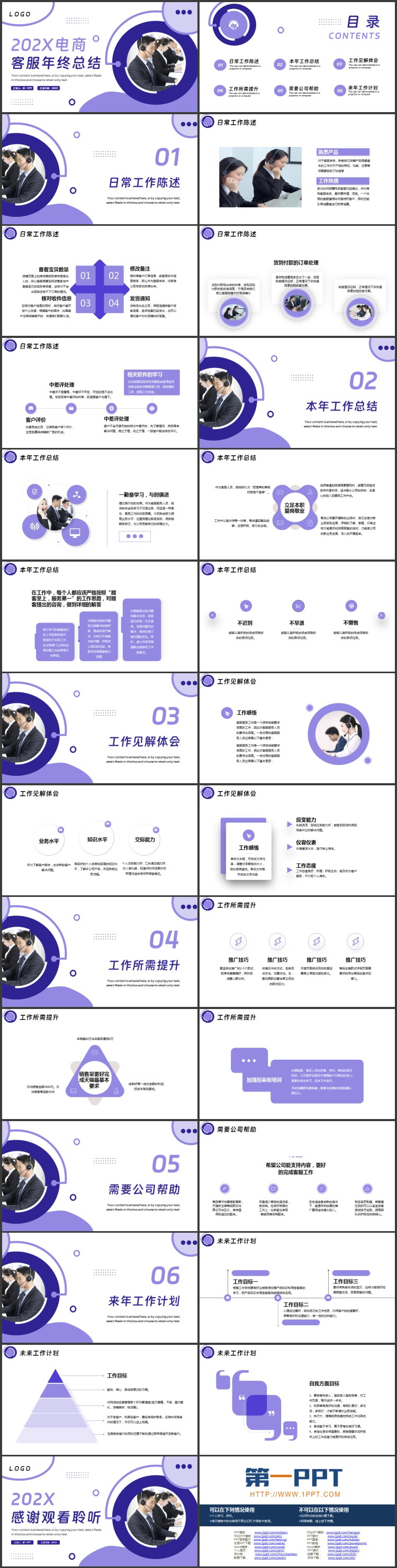 图片[2]-蓝色商务人士背景的202X电商客服年终总结PPT模板下载-第一PPT