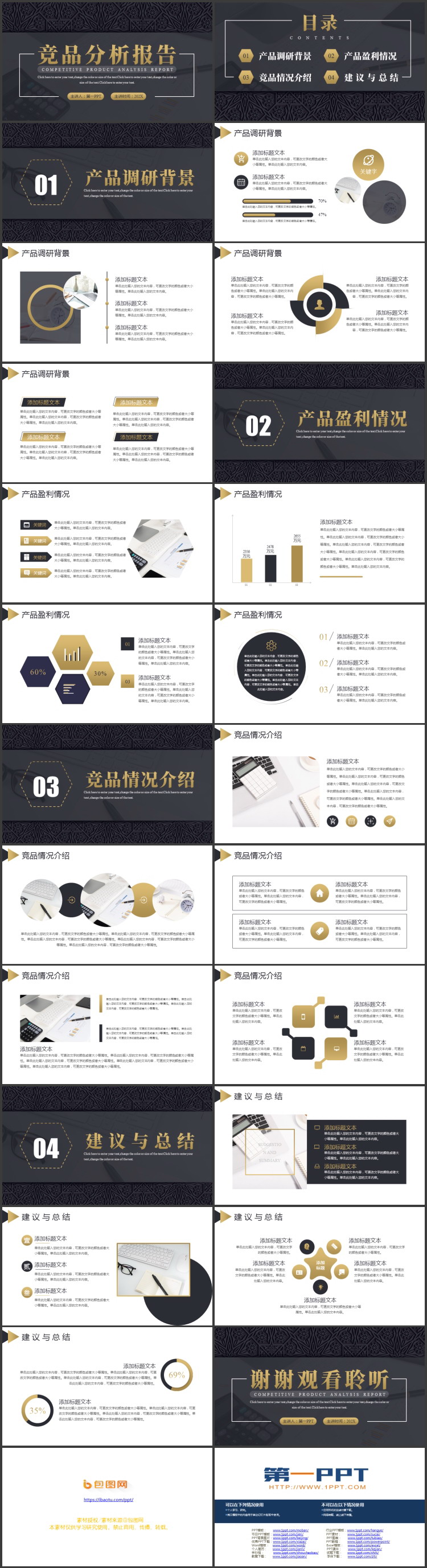 图片[2]-黑金古典花纹背景的竞品分析报告PPT模板下载-第一PPT