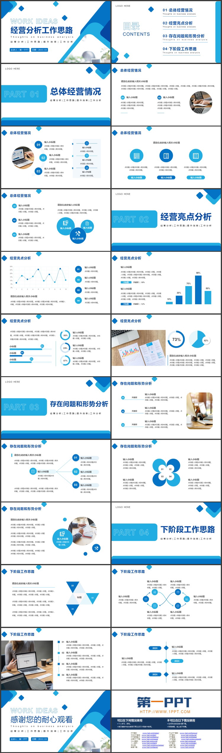 图片[2]-蓝色商务风经营分析工作思路PPT模板下载-第一PPT