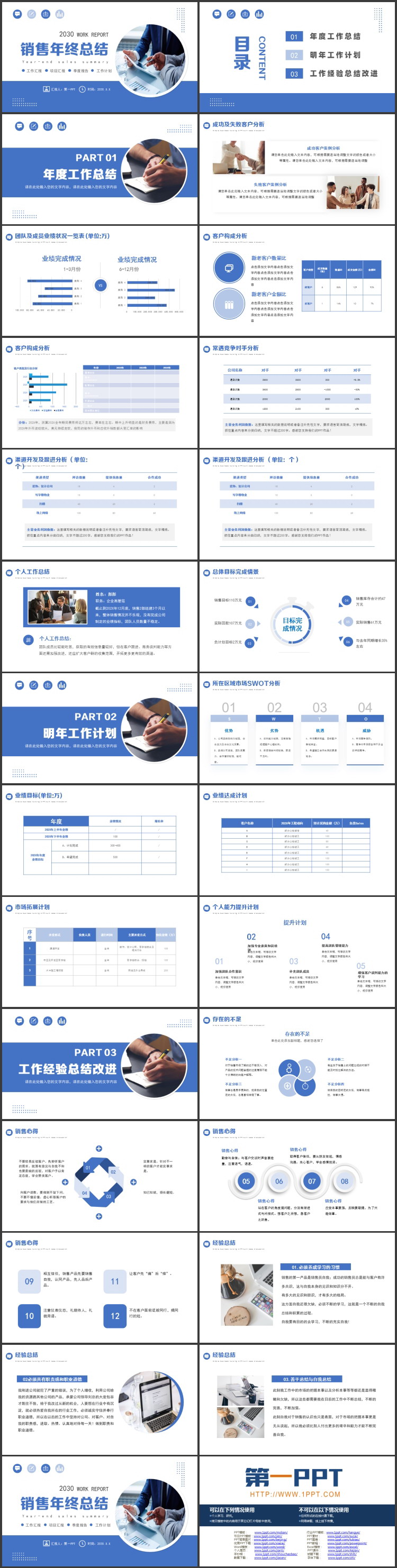 图片[2]-蓝色商务人士背景的销售年终总结PPT模板下载-第一PPT