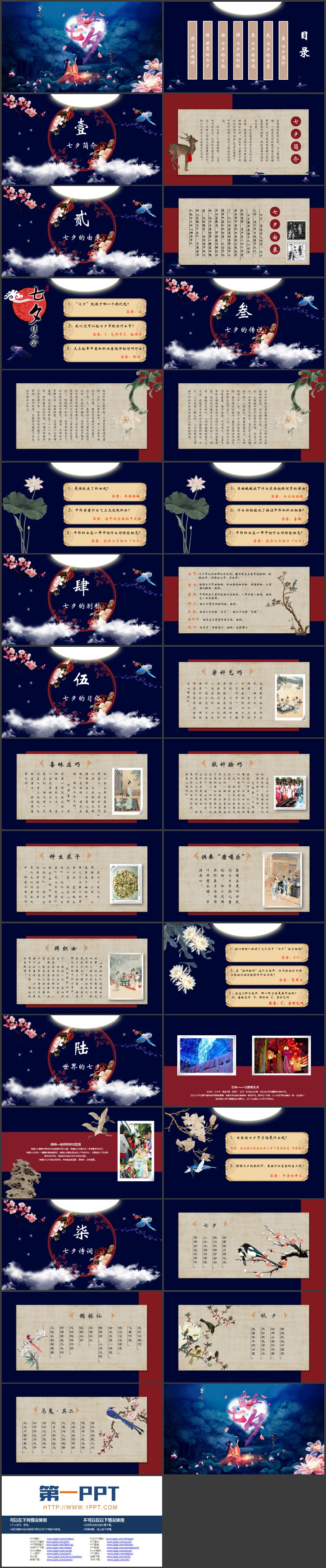 图片[2]-蓝色插画风“爱在七夕”七夕节节日介绍PPT模板-第一PPT