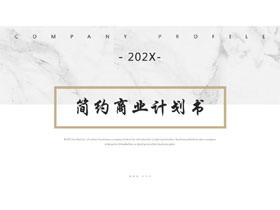 简约白色大理石纹理背景的商业计划书PPT模板下载-第一PPT