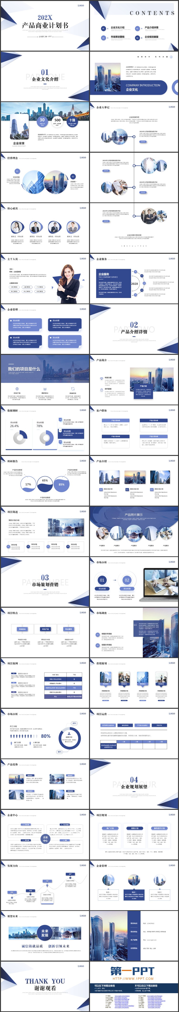 图片[2]-蓝色简约风格的产品商业计划书PPT模板下载-第一PPT