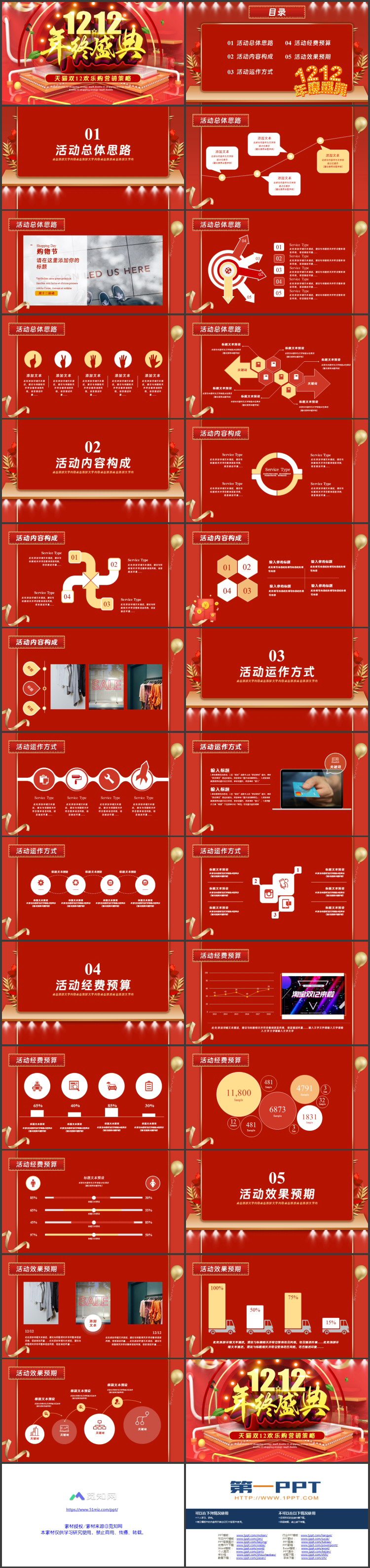 图片[2]-红色“12.12年终盛典”天猫双十二欢乐购营销策略PPT模板-第一PPT