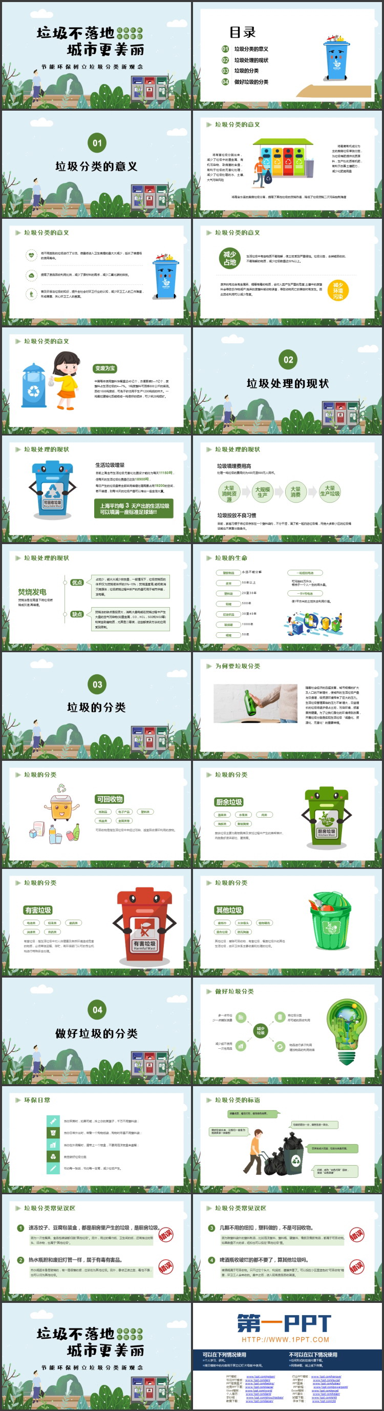 图片[2]-绿色“垃圾不落地城市更美丽”节能环保树立垃圾分类新观念PPT模板下载-第一PPT
