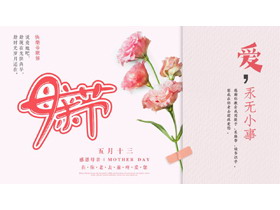 红色康乃馨背景的母亲节节日介绍PPT模板-第一PPT