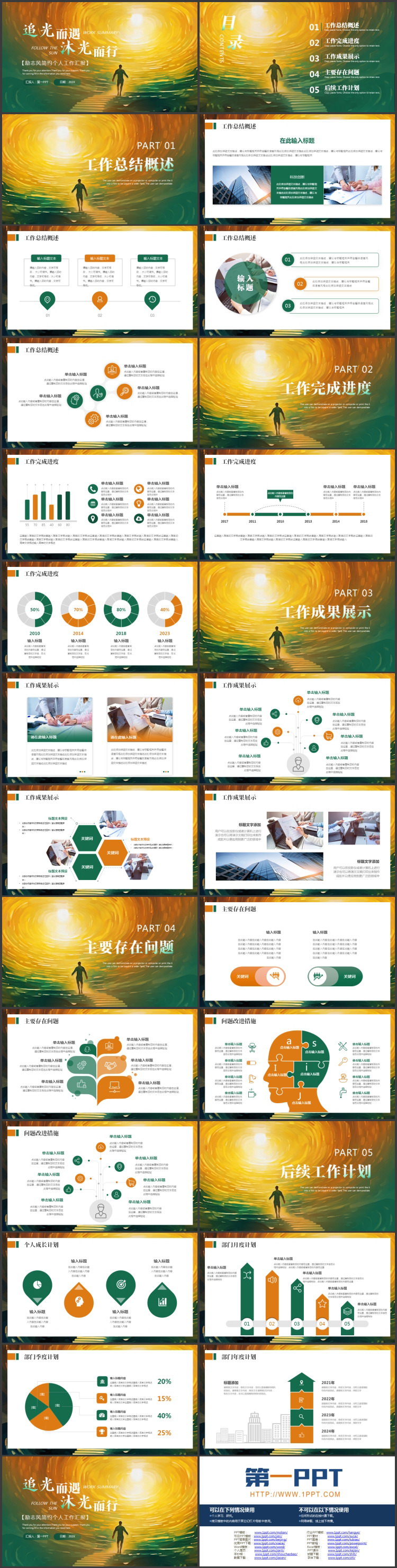 图片[2]-绿橙励志风“追光而遇沐光而行”个人工作汇报PPT模板下载-第一PPT