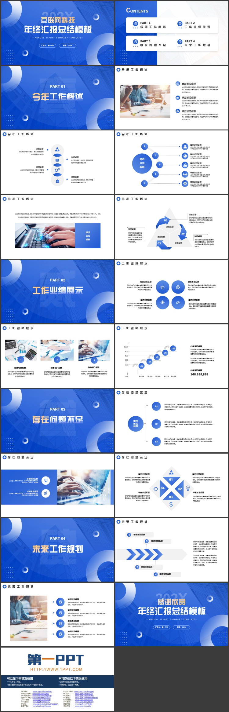 图片[2]-蓝色写字楼背景的互联网科技年终汇报总结PPT模板下载-第一PPT