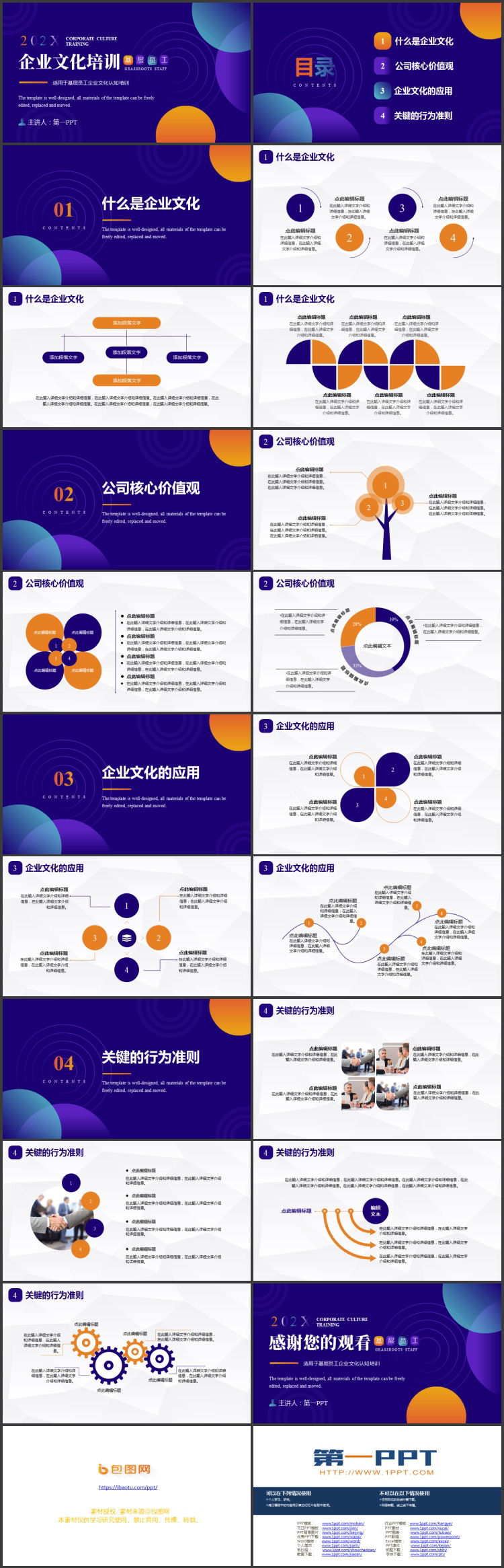 图片[2]-蓝色圆点圆圈背景的企业文化培训PPT模板下载-第一PPT