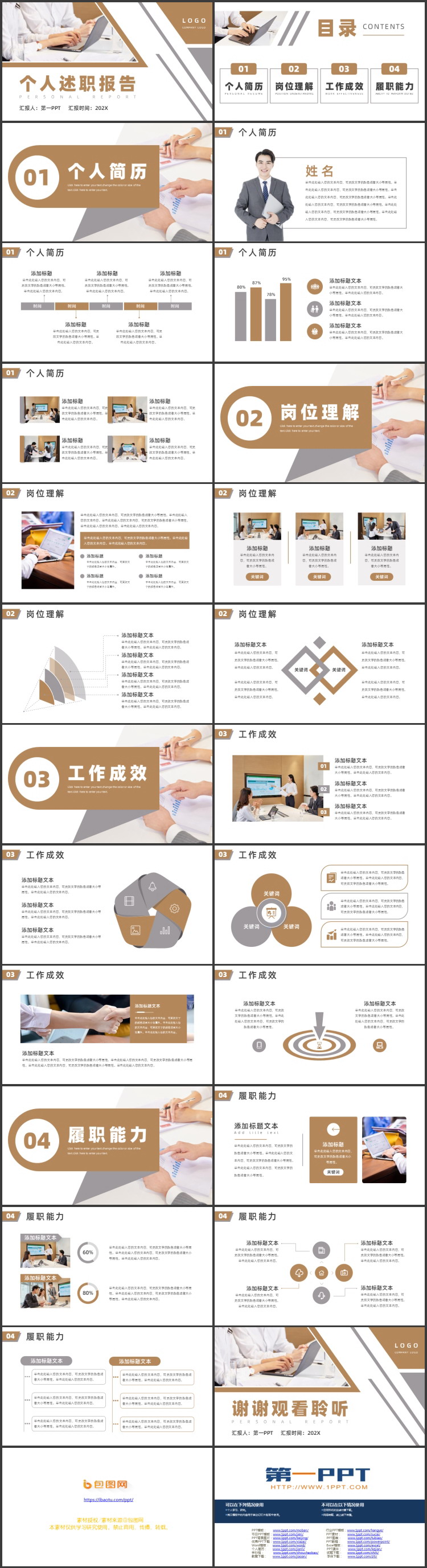 图片[2]-棕色商务人士背景的个人述职报告PPT模板下载-第一PPT