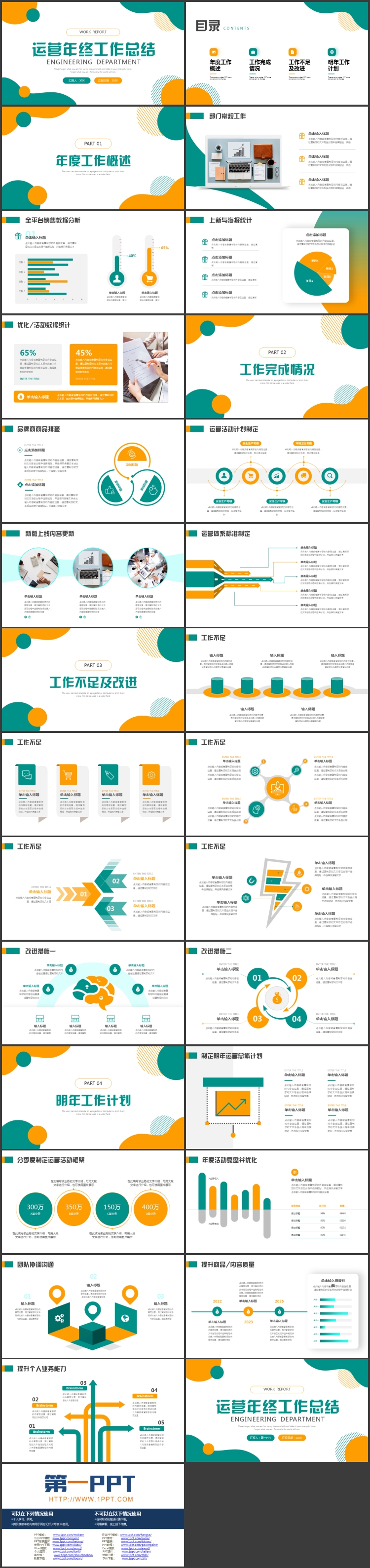 图片[2]-青橙配色圆点曲线背景的运营年终工作总结PPT模板下载-第一PPT