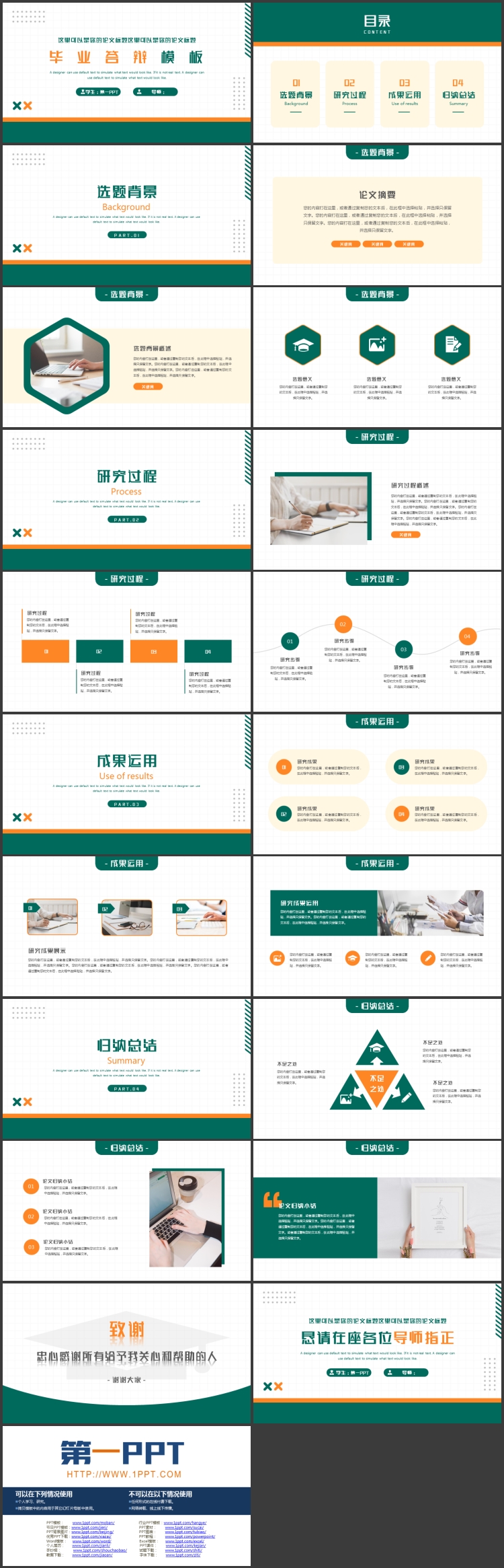 图片[2]-绿橙配色简约风毕业答辩PPT模板下载-第一PPT