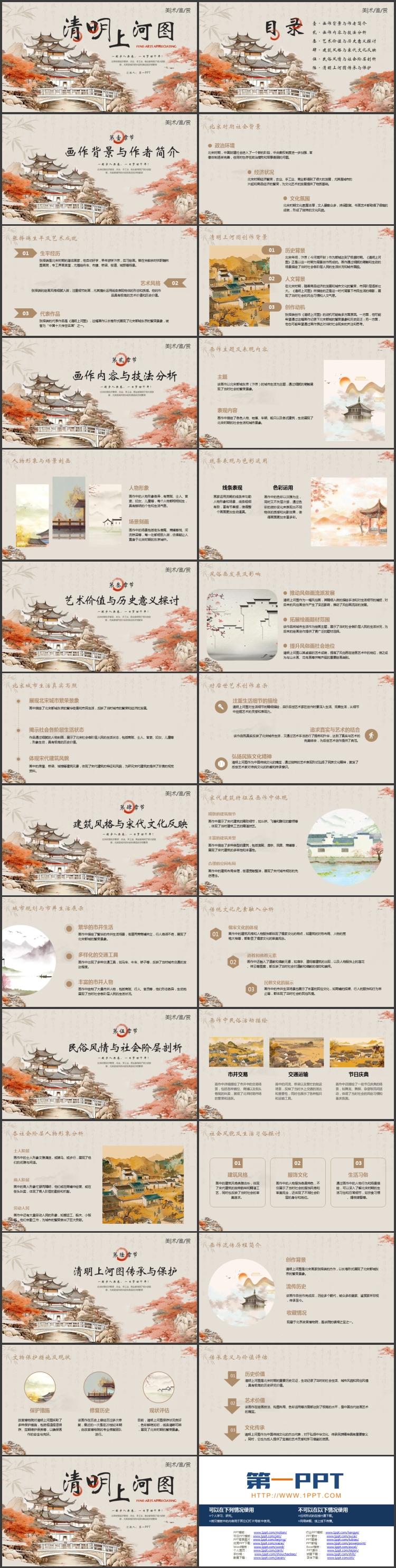 图片[2]-古建筑背景的“清明上河图”美术鉴赏PPT模板下载-第一PPT