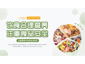 绿色“饮食合理营养注重食品安全”食品安全知识培训PPT模板下载-第一PPT