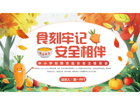 多彩卡通风格的“食刻牢记安全相伴”中小学校园食品安全主题班会PPT模板下载-第一PPT