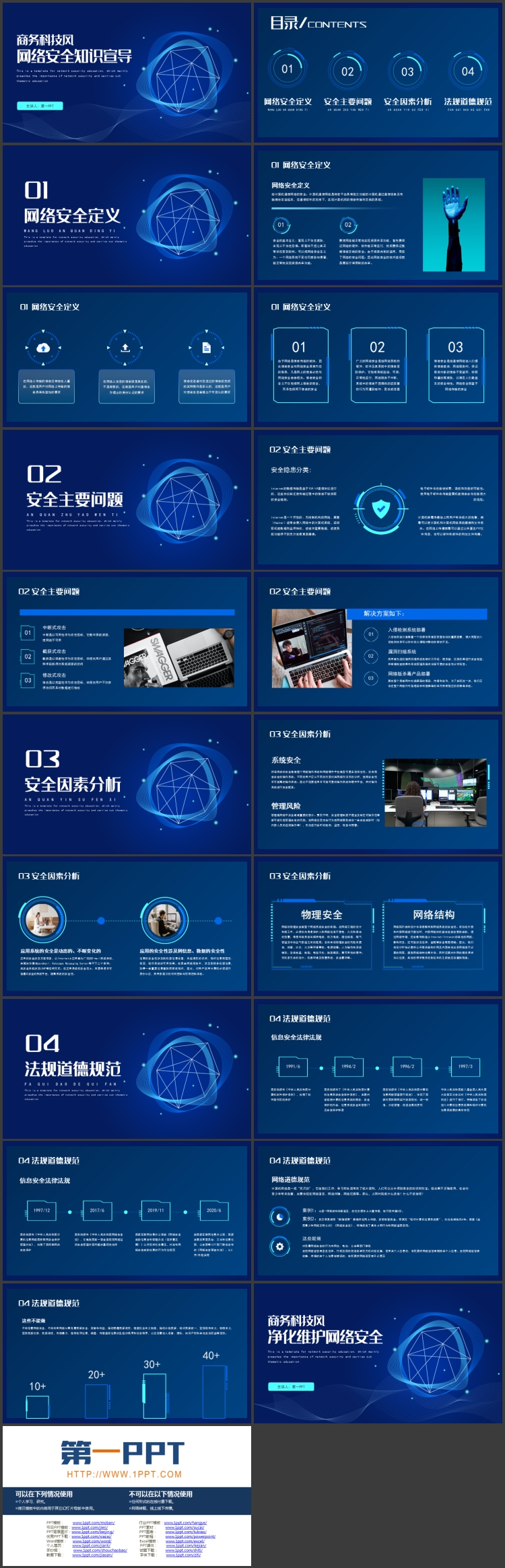 图片[2]-蓝色商务科技风网络安全知识宣导PPT模板-第一PPT