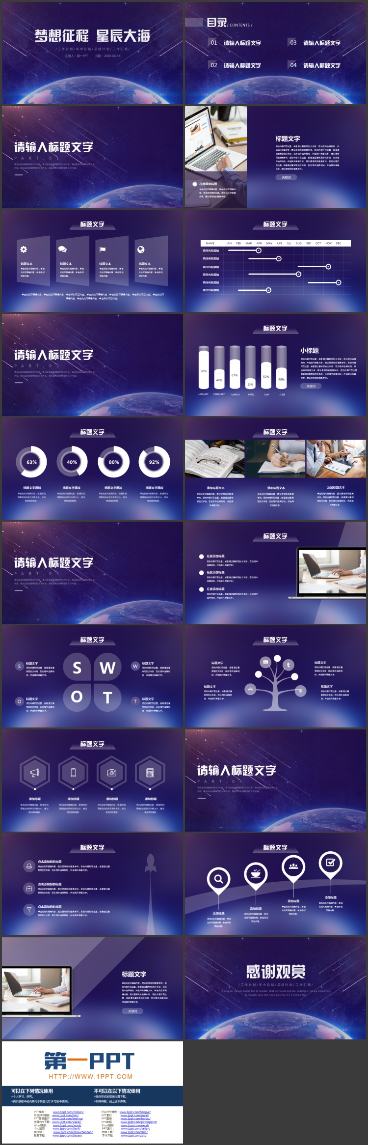 图片[2]-蓝色星空地球背景的“梦想征程星辰大海”科技风工作汇报PPT模板-第一PPT