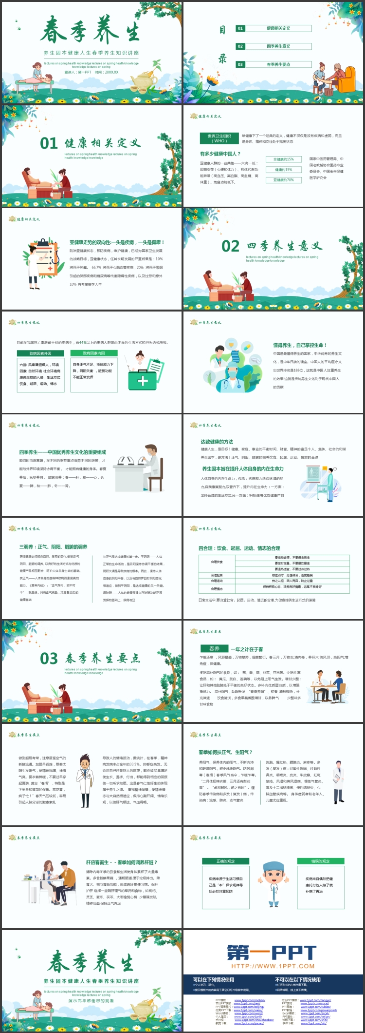 图片[2]-绿色清新养生固本健康人生春季养生知识讲座PPT模板-第一PPT