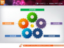 五色齿轮PPT关系图图表素材下载-第一PPT