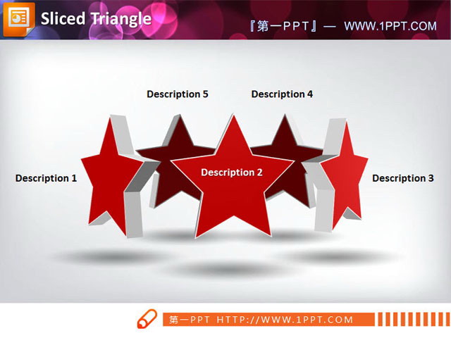 图片[1]-三张循环环绕的3d立体五角星PPT图表素材-第一PPT
