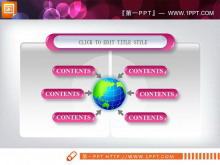 粉色3d立体聚合关系PowerPoint图表下载-第一PPT