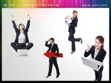 一组女性商务人士背景人物幻灯片素材下载-第一PPT