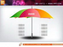 并列陈述的雨伞PPT图表模板免费下载-第一PPT