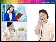三张打电话接电话的美女幻灯片素材下载-第一PPT