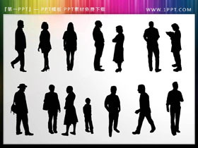14个休闲装人物剪影PPT素材-第一PPT