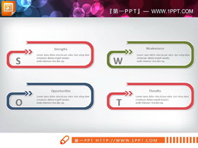四色回形箭头swot幻灯片图表-第一PPT