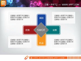 彩色扁平化swot分析PPT图表-第一PPT