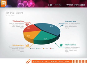 9张彩色立体PPT饼图-第一PPT