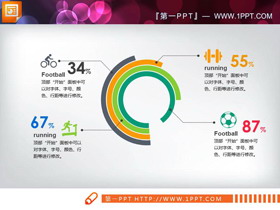 彩色细线数据对比PPT饼状图-第一PPT