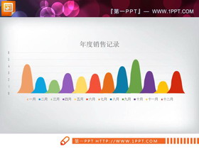 彩色锥型PPT柱状图-第一PPT