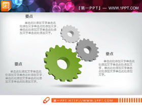 三张绿色齿轮联动关系PPT图表-第一PPT