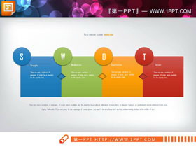 四色并列摆放swot分析说明图-第一PPT