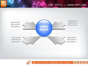 四箭头指向中心聚合关系PPT图表-第一PPT