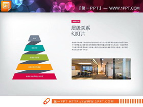 搭配图片的金字塔形层级关系PPT图表-第一PPT