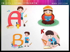 卡通学生学习PPT插图素材-第一PPT