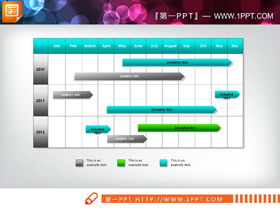 12张渐变效果的PPT甘特图-第一PPT