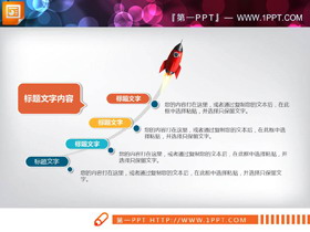 小火箭装饰的递进关系PPT图表-第一PPT