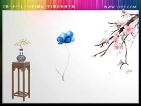 水墨梅花古典花瓶PPT素材-第一PPT