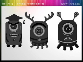 12张可爱的卡通小怪兽PPT素材下载-第一PPT